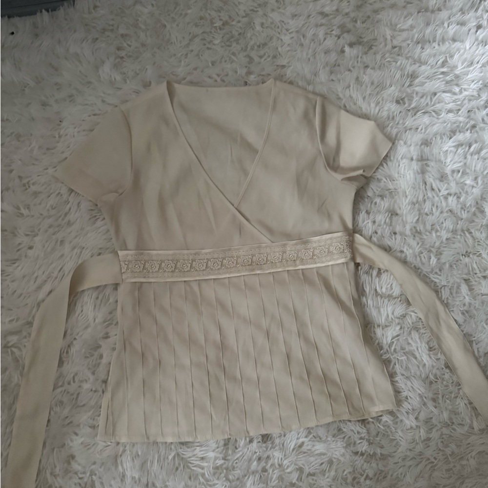 Elegant Cream Wrap Top